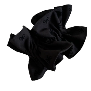 Chouchou noir élégant avec motif de nœuds et haute élasticité pour cheveux de femme
