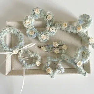 Fresh Handmade Knitted Flower Hair Clip French Vintage Cotton Blend Floral Hair Claw BB Clip Fashion Women Headwear Jewelry