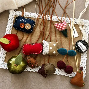 Handmade Cloth Fruit Animal Pendant Necklace For Girls Baby Cute Pastoral Style Neck Decoration Kids Fabric Jewelry
