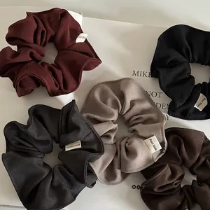 Handmade Fabric Scrunchies Minimalist Solid Color Elastic Hair Ties Ponytail Holder For Women Office Daily Hair Accessories