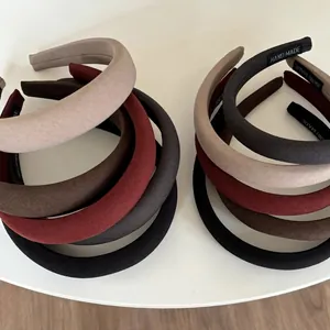 Serre-tête Rembourré en Éponge Vintage pour Femmes Couleur Unie Tissu Serre-tête High Top Fait Main Style Rétro Accessoires Cheveux