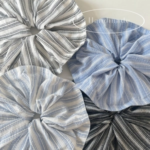 Oversized Striped Cloth Scrunchies For Women Handmade Korean Style Elastic Hair Ties Ponytail Holder Fashion Hair Accessories