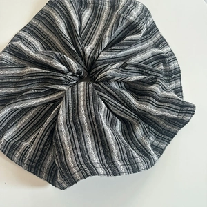 Chic blue and white striped oversized scrunchie for low ponytail hair styling accessory