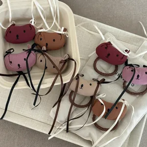 Barrettes à cheveux en peluche pour filles avec nœuds d'animaux mignons et rubans colorés