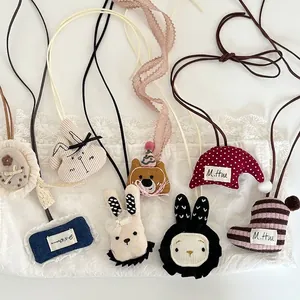 Handgefertigte Süße Cartoon Stoff Tier Anhänger Halskette Für Kinder Mädchen Kawaii Bär Hase Stoff Accessoire Geschenk Deko