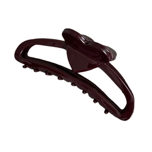 French style large dark red acetate heart hair claw clip with glossy finish for women