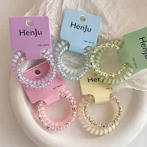 Chouchous Spirale en Forme de Câble Téléphonique Gelée Florale pour Femmes Filles Style Frais Élastiques à Cheveux en Plastique