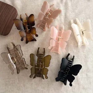 French Vintage Acrylic Butterfly Hair Claw Clip Elegant Butterfly Shape Shark Clip Fashion Hair Accessories For Women