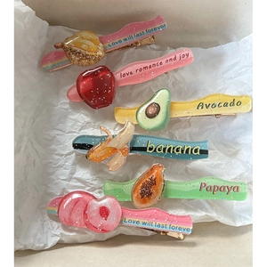 Zoete Fruit Acryl Haarklemmen Voor Vrouwen Meisjes Glitters Avocado Aardbei Patroon Schattige Eendenbek Haarspelden Mode Haaraccessoires