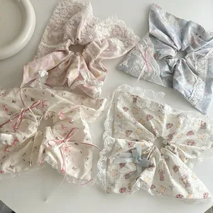Scrunchie Grande in Pizzo Floreale Stile Coreano Con Fiocco Dolce Elastico per Capelli in Tessuto Accessori per Donna
