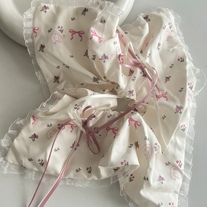 Elastico per capelli in pizzo floreale rosa con fiocco, accessorio color crema da donna