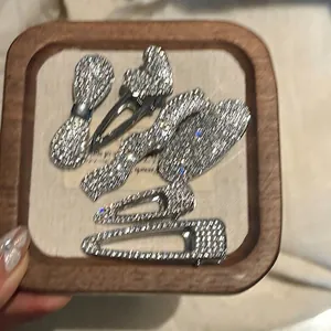 Fashion Silver Metal Rhinestone Butterfly Bow Heart Hair Clip For Women Sparkling Water Diamond Duckbill Clip Hair Accessories