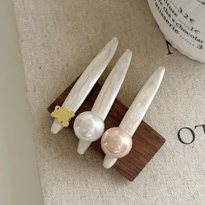 Lot de Barrettes Cheveux Coréennes Ours Künstliche Perle Élégante Texture Marbre Acrylique Bec de Canard pour Femme Accessoires Cheveux