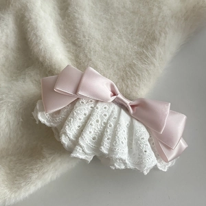 Barrette à nœud en satin rose avec dentelle blanche pour accessoires de cheveux élégants