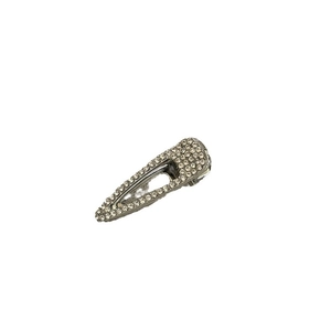 Sparkling silver rhinestone hair clip with oval metal base for women's hair styling