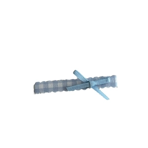 Sweet light blue gingham ribbon bow hair clip for girls, Korean style side hair accessory