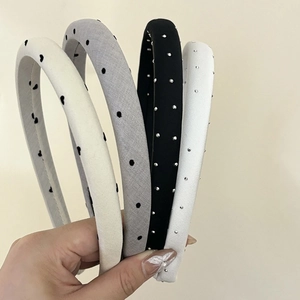 Vintage satin sponge headbands set featuring polka dots and solid colors for women