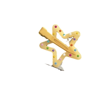 Cute star-shaped cream hair clip with colorful dots for girls and children hair styling