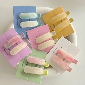 Fermaglio per Capelli Ovale Minimalista con Trama di Marmo Resina Metallo a Becco d'Anatra Forcine Geometriche Donna