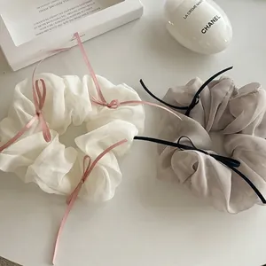 Chouchou en Maille Style Français Balletcore Avec Doux Nœud en Ruban Grand Élastique en Organza Pour Femme Accessoires Cheveux Quotidien