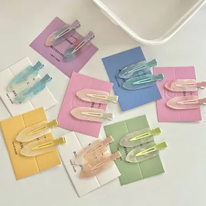 Sweet No-Trace Hair Clips Acetate Acrylic Marble Pattern Makeup Hairpins Korean Style Duckbill Clip For Women Hair Accessories