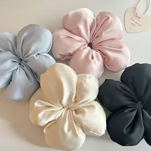 Chouchou Fleur Géante en Satin Élégant Élastique à Cheveux Floral pour Femmes Filles Accessoires Cheveux Fait à Main Mode