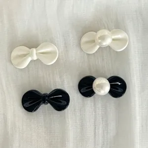 Simpatica Piccola Clip per Capelli a Fiocco in Lega e Tessuto Con Perla Artificial Sintetica Dolce Ragazza Fermaglio per Capelli Donna