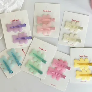 Cute Acrylic Bear Hair Clips Macaron Multicolor Dopamine Irregular Geometric Duckbill Clips For Girls Sweet Hair Accessories