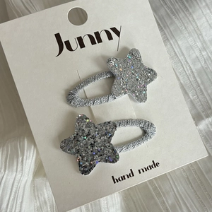 Paire de barrettes à cheveux en forme d'étoile argentée à paillettes pour filles