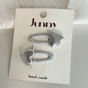 Lot de barrettes à cheveux en cuir argenté en forme de cœur et d'étoile pour femme