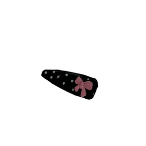 Pink bow and black-white polka dot snap hair clip for girls, sweet and cute side hair accessory