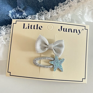 Lot de barrettes à cheveux avec nœud argenté et épingles à étoiles pour filles