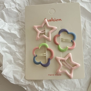 Ensemble de barrettes pour enfants avec étoiles roses et fleurs colorées pour filles