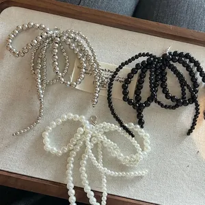 Boucle de Chaussure Nœud Perlé Mode Pendentif Gland Künstliche Perle d'Imitation Alliage Fermoir Mousqueton Bijou de Sac Accessoire Décor de Chaussures Femmes