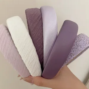 Serre-tête en Éponge Violet Élégant pour Femmes Bandeau de Cheveux Large en Tissu Rembourré Accessoires de Mode Urbaine