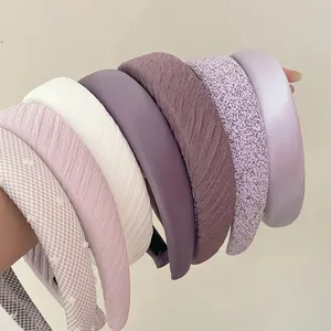 Lot de serre-têtes larges violets en velours et tissu floral pour femmes