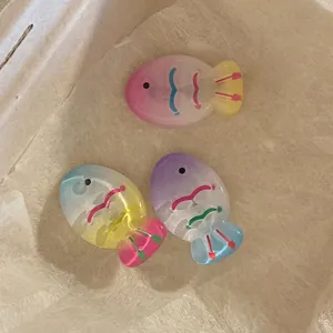 Cute Jelly Color Taiyaki Fish Hair Clip Gradient Colorful Transparent Small Fish Hairpin Side Clip For Women Girls Hair Accessories