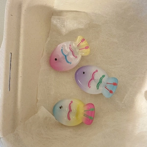 Cute translucent fish hair clips in gradient candy colors and matte resin finish