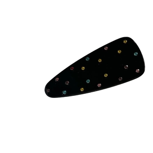 Black triangle duckbill hair clip with colorful rhinestones for women hair styling