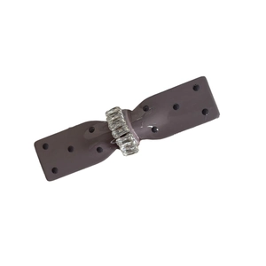 Elegant purple grey polka dot hair clip with sparkling crystal rectangle centerpiece