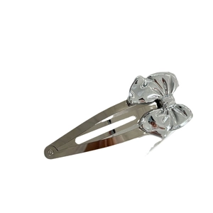 Barrette à cheveux avec nœud en métal argenté mignon pour coiffure de fille et BB clip