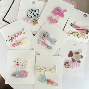 Lot de barrettes à cheveux mignonnes avec animaux en résine et couleurs macaron