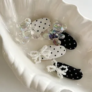Lot de Barrettes à Cheveux à Pois Avec Nœud en Künstliche Perle et Ours Coloré Épingles à Cheveux en Tissu et Résine pour Femmes