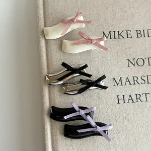 Ballet Style Bow Hair Clips Handmade Wave Shaped Metal Hairpin Satin Ribbon Bangs Clip For Women Fashion Hair Accessories