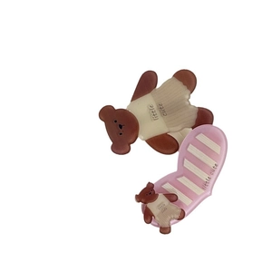Lot de barrettes à cheveux ours mignon pour filles avec lettrage Little Cute en résine
