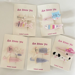 Lindas pinzas para el cabello de animales para niñas con gatos, peces y conejos pack de 5