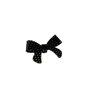 Glossy black polka dot bow hair clip for women with sweet vintage minimalist design
