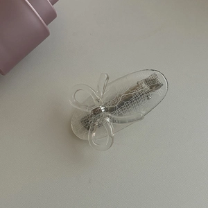 Barrette à cheveux en acétate coréen avec motif de nœud en dentelle blanche pour femme