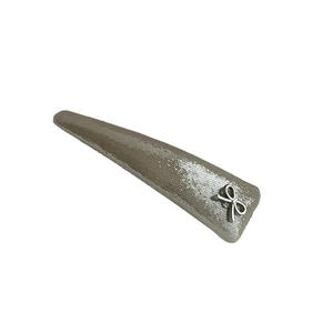 Barrette à cheveux nœud argenté avec revêtement en tissu café clair scintillant