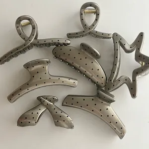 Grey Polka Dot Hair Claw Clip For Women Large Acrylic Shark Hair Clip Fashion Non-Slip Hair Catch Styling Accessories